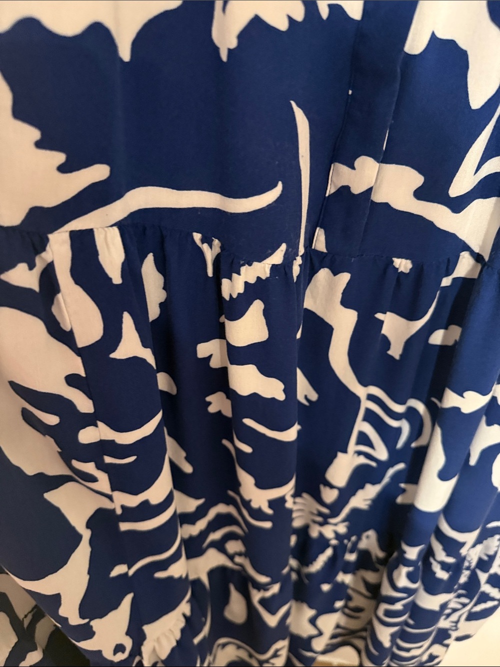 H&M Navy and White Long Sleeve Floral-Print Midi Dress - Picture 5 of 7
